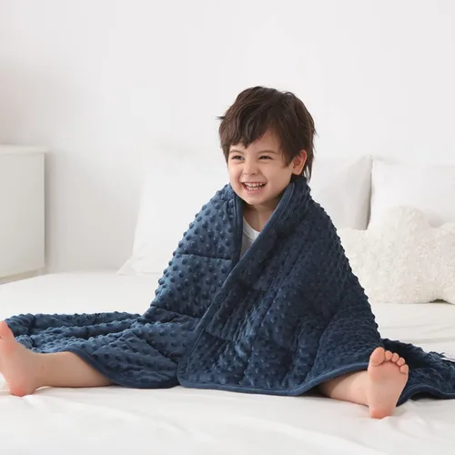 Miniatura 11 de Huloo Sleep Manta con peso para niños, tamaño Twin, de 5 libras (36"×48", gris), transpirable, suave manta con peso de minky para todas