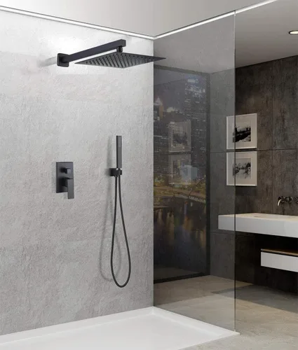 Miniatura 7 de Codo de suministro de pared con soporte de ducha de mano, conector de manguera de ducha cuadrado de latón de 1/2 pulgada, montaje en pared, salida