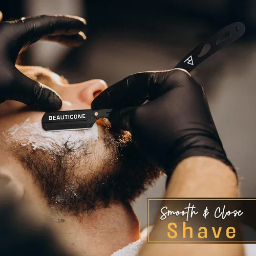 Miniatura 5 de Beauticone Navajas rectas para hombres, navaja de borde recto, 100 cuchillas de un solo filo, acero inoxidable, navaja de barbero para el afeitado