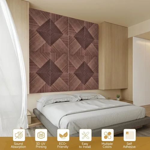 Miniatura 8 de Paneles acústicos de pared, paquete de 6 unidades de tamaño total de 72 x 48 pulgadas, paneles acústicos decorativos autoadhesivos para pared