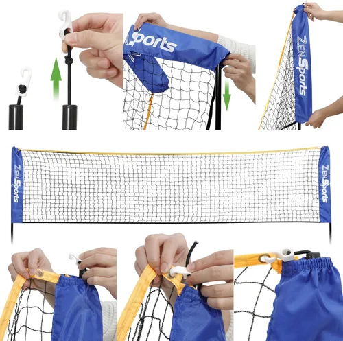 Miniatura 5 de ZENY Red de tenis de bádminton portátil de 10 pies para fútbol, pickleball, voleibol para niños, altura ajustable de 2.5 pies a 5 pies