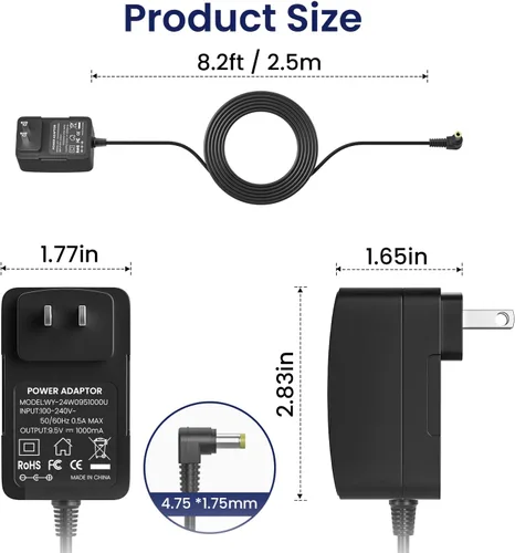 Miniatura 4 de Adaptador de 9.5V AC/DC para teclado Casio AD-E95100LU Cargador de fuente de alimentación SA-46 SA-47 LK-125 LK-127 CTK-240 CTK-245 CTK-1100