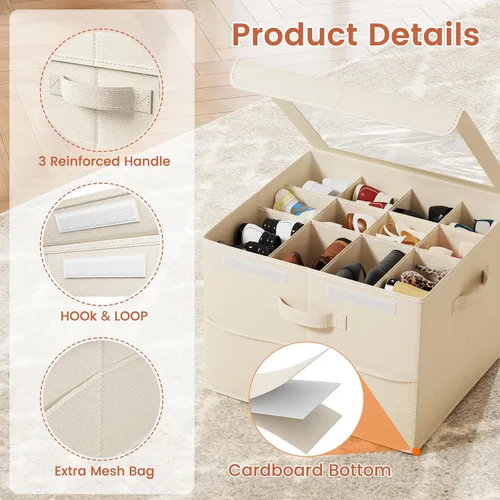 Miniatura 3 de PHINOX Organizador de zapatos para armario, se adapta a 16-32 pares, caja de almacenamiento de zapatos