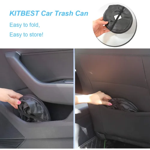 Miniatura 6 de KITBEST - Bote de basura pequeño, portátil y plegable para automóvil, organizador de auto [2 unidades]