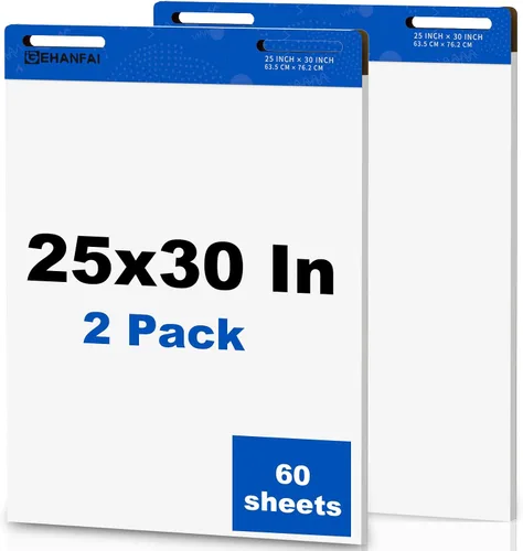 60 hojas adhesivas de caballete de 25 x 30 pulgadas, papel de caballete autoadhesivo blanco, ideal para profesores virtuales y estudiantes, papel de