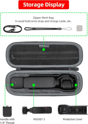 Miniatura 2 de Funda Pocket3 para DJI Osmo Pocket 3 Accesorios de la cámara Bolsa de la manija de la batería Mini Trípode Transmisor Cubierta protectora de viaje