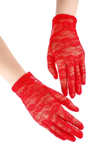 Miniatura 5 de SATINIOR Guantes de encaje para mujer, guantes cortos de encaje para fiesta de té, guantes elegantes de cortesía para bodas, cenas y fiestas
