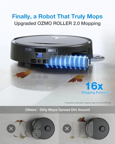 Miniatura 3 de ECOVACS DEEBOT T80S Omni Robot Aspirador y trapeador, succión de 24,800 Pa, mopa de rodillo OZMO de autolimpieza instantánea, mopa de elevación