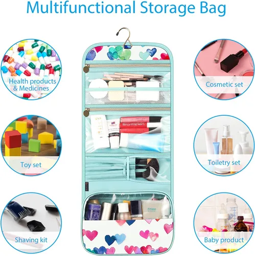 Miniatura 5 de Fintie Bolsa de viaje portátil para artículos de aseo personal, grande, resistente al agua, organizador de maquillaje, bolsa de almacenamiento