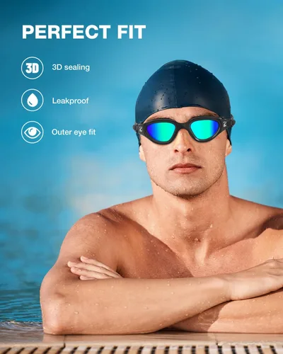 Miniatura 3 de ZIONOR Gafas de natación G1 SE antivaho para adultos, hombres y mujeres Marco Allblack de lente A5 dorado