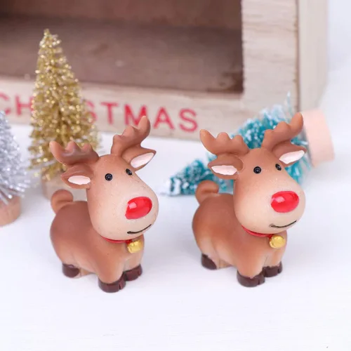 Miniatura 9 de Happyyami 5 figuras de reno de Navidad de alce en miniatura, decoraciones de alce de resina, adornos de escritorio para celebración de Navidad