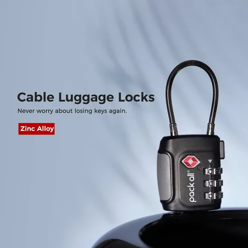 Miniatura 8 de pack all Candados de equipaje de cable aprobados por la TSA, candados de combinación de 3 dígitos, cerradura de viaje para maletas y bolsa, cuerpo