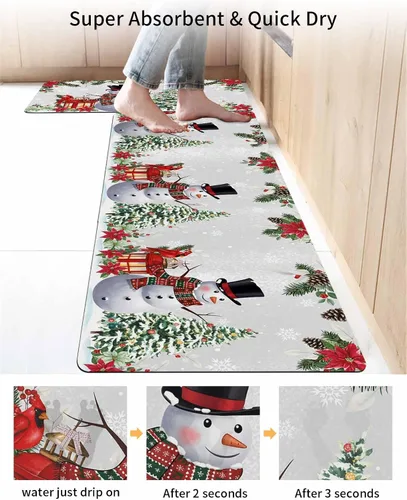 Miniatura 4 de Tapete de baño de Navidad para bañera, antideslizante, de secado rápido y absorbente, de tierra de diatomeas, tapete de cocina, tapete de cocina