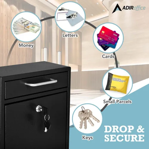 Miniatura 3 de AdirOffice contenedor con traba - Buzón de correo montado en pared., negro, 631-05-BLK