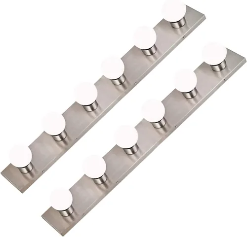 Miniatura 12 de Lighting - Tira de tres luces para tocador de estilo Hollywood con placas cromadas, accesorios de calidad de salón para dormitorio, baño, vestidor