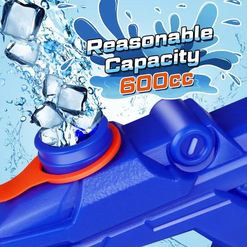 Miniatura 8 de Quanquer Paquete de 3 Pistolas de Agua para Niños y Adultos - Pistola de Juguete de Agua de 600CC Súper Blaster Empapador de Largo Alcance Alta Azul