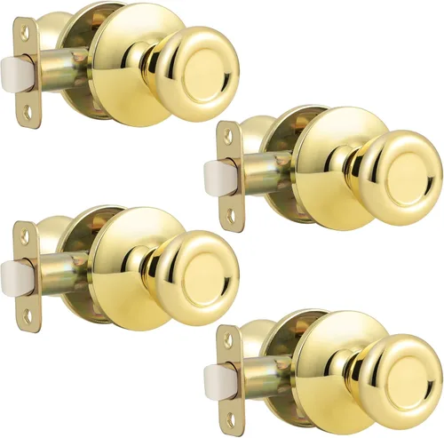 Miniatura 26 de GOBEKOR Paquete de 1 perillas para puerta de paso, pomos interiores de latón pulido sin llave, pomos de puerta de armario, pasillo, pomo de paso
