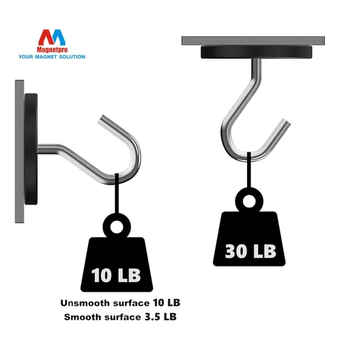 Miniatura 3 de Magnetpro 4 imanes de montaje con revestimiento de goma fuerte, antiarañazos y anticorrosión, más de 30 libras de potencia adhesiva, con orificio