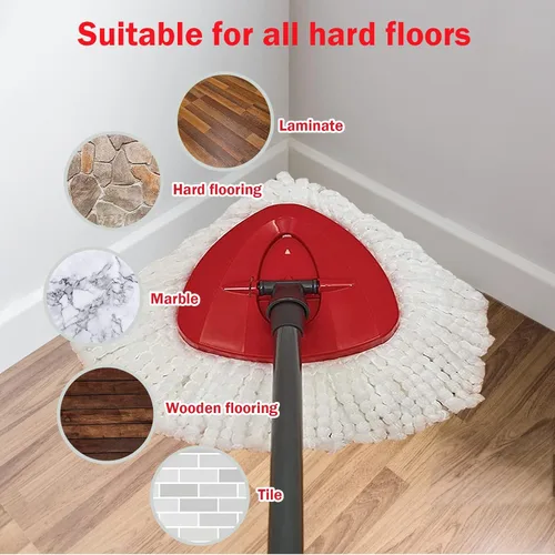 Miniatura 5 de FOOKCIAN Juego de Repuesto para Trapeador Giratorio - 4 Cabezales de Microfibra, Base, Mango de 30-58'' Compatible con OCedar EasyWring - Blanco