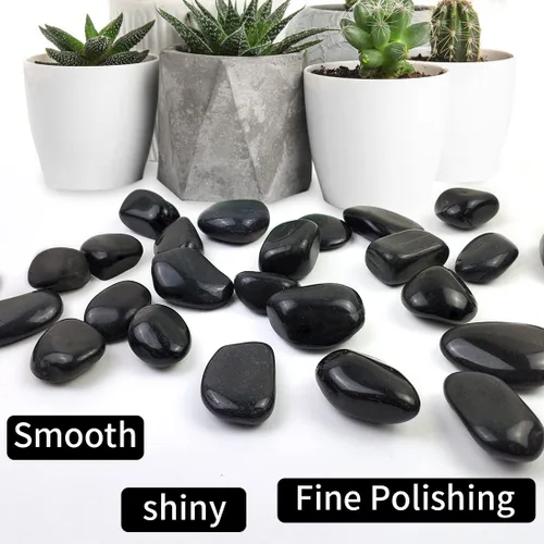 Miniatura 3 de Rocas de río negras pulidas naturales de 1-2.2 pulgadas, guijarros negros pulidos de 20 libras para paisajismo de jardín. Rocas decorativas de río