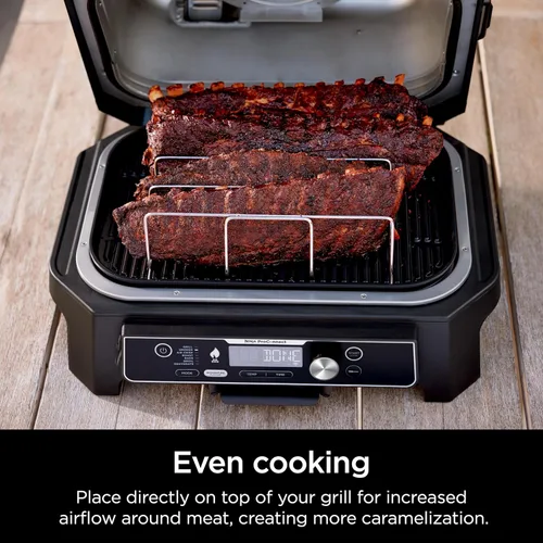 Miniatura 2 de Ninja XSKRACKXL - Estante para costillas Woodfire, compatible con las series OG800 y OG900, Smokes 4 estantes completos de costillas, eleva