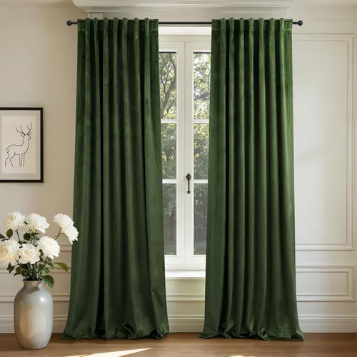 Miniatura 37 de Cortinas de terciopelo opacas para oscurecer la habitación de 63 pulgadas de largo para sala de estar, comedor, 2 paneles, privacidad pesada