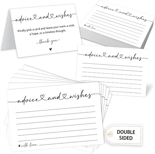Miniatura 7 de Caja de tarjetas de consejos y deseos, 50 tarjetas de consejos de cumpleaños, boda, baby shower, caja de buenos deseos para fiesta de cumpleaños