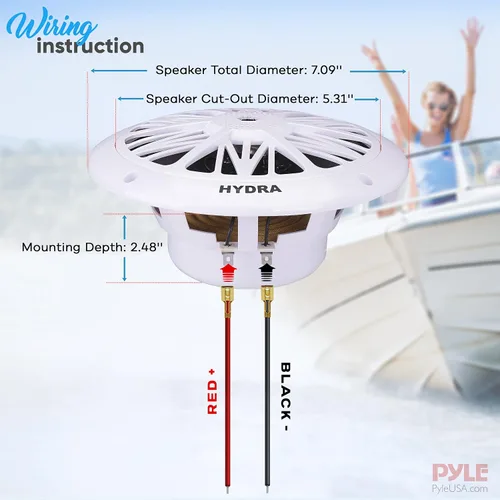 Miniatura 5 de Pyle Altavoces marinos duales de 6.5 pulgadas y subwoofer de audio marino para exteriores de 8 pulgadas Sistema de sonido estéreo impermeable