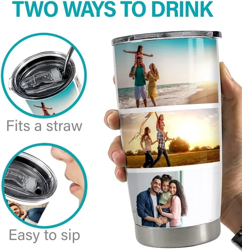 Miniatura 5 de Vaso Térmico de Foto Personalizado para Familia Foto Personalizada 20oz 30oz Vasos Térmicos con Tapa Regalo para Familia Mamá Papá Pareja Mejores
