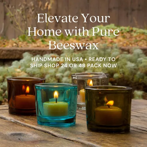 Miniatura 8 de Bluecorn Beeswax Velas de té, cera de abejas natural 100% pura, velas de té blancas en tazas de metal, sin fragancia, combustión limpia, cera
