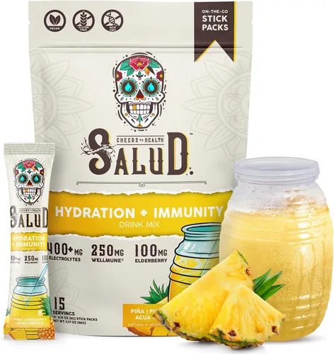 Miniatura 14 de Paquetes de Hidratación 2-en-1 Salud + Polvo de Electrolitos para la Inmunidad, Margarita de Sandía - Mezcla para Bebida de Agua Fresca, Baya