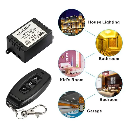 Miniatura 5 de QIACHIP DC 12V 1CH 433MHz control remoto inalámbrico de relé RF interruptor momentáneo de luz transmisor con receptor (1 relé)