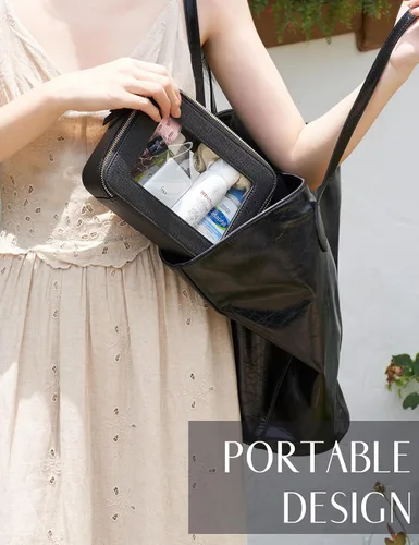 Miniatura 3 de Bolsa de maquillaje transparente Popvibe, estuche de cosméticos de viaje con cremallera, bolsa de aseo transparente con cremallera, organizador