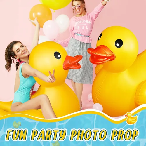 Miniatura 6 de Hungdao 2 piezas de pato inflable gigante de 5 pies, enorme pato de goma, flotador inflable grande para piscina para adultos, verano, playa, Bonito