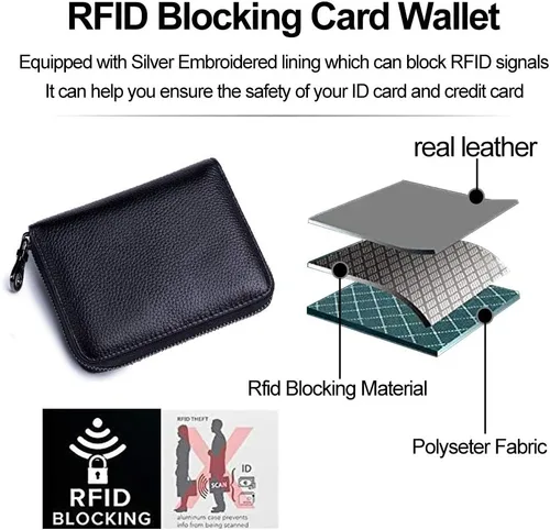 Miniatura 5 de EASTNIGHTS Funda de cuero genuino para tarjetas de crédito, cartera para tarjetas RFID, cartera de pasaporte de viaje