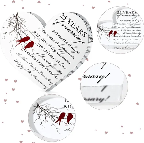 Miniatura 3 de Qunclay Regalo de 10 años de matrimonio Recuerdo de aniversario de boda Corazón Recuerdo de matrimonio Decoración Regalo para pareja padres mujeres