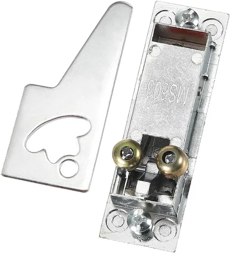 Miniatura 3 de uxcell Cerradura eléctrica para puerta de armario, apta para panel de 0.16 pulgadas de grosor de 0.157 in, botón pulsador rojo, MS603-2