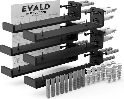 Miniatura 21 de EVALD Soportes flotantes para estantes Soportes ocultos de acero al carbono negro para tablero de 4 pulgadas (tamaño real de 3 1/4 pulgadas)