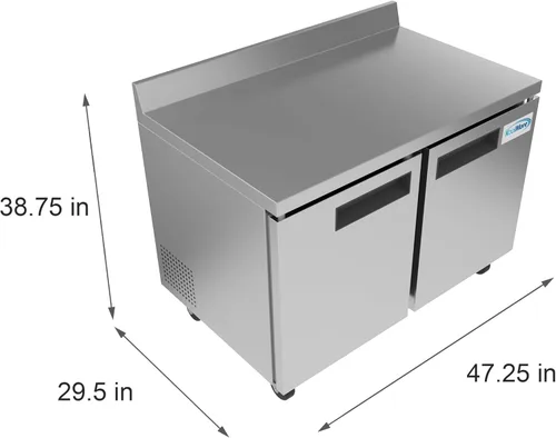 Miniatura 4 de KoolMore 48" de acero inoxidable 2 puertas congelador comercial de encimera con 3 1/2 contrasalpicaduras - 12 pies cúbicos