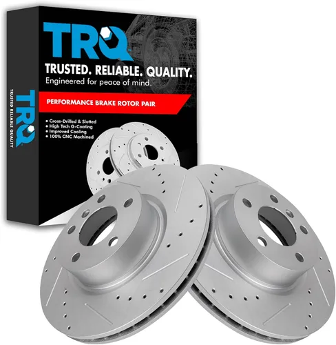 Miniatura 264 de TRQ Juego de rotores de freno de rendimiento trasero con revestimiento G premium compatible con Mazda 6 2014-2021