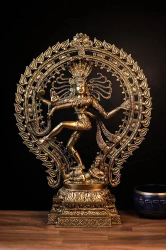SHIVAJIARTS Dancing Shiva Nataraja Estatua grande, estatua de Shiva Natraj bailarín, escultura de latón de 22.0 in, escultura de señor Shiva
