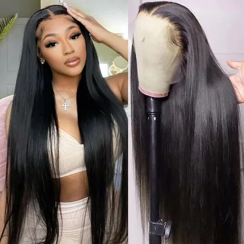 Miniatura 20 de Pelucas de cabello humano lacio de 20 pulgadas con encaje frontal de 13 x 6 pulgadas para mujeres negras, predepiladas con línea capilar natural