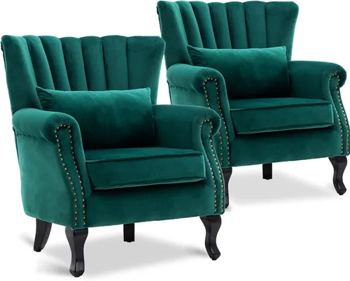 Miniatura 37 de LZAREAL Juego de 2 Sillones de Lectura Accent con Brazos para Sala de Estar, Dormitorio, Sillón de Esquina Cómodo Moderno de Mediados de Siglo, rosa