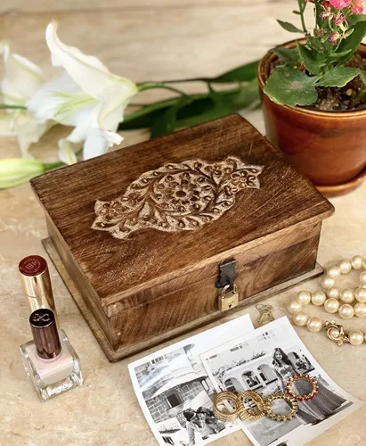 Miniatura 2 de Grandes ideas de regalo de cumpleaños, caja de joyería decorativa hecha a mano con cerradura y llave, organizador de joyas, caja de recuerdos, caja