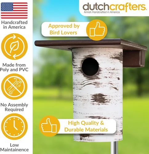 Miniatura 2 de DutchCrafters Gilbertson - Casa de pájaros azules con base extraíble, duradera y resistente a la intemperie, caja anidable para pájaros azules