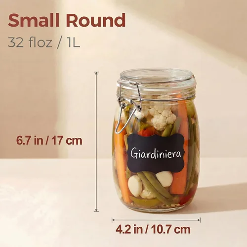 Miniatura 3 de HomArtist Frascos de vidrio de 32 oz de boca ancha con tapas herméticas, paquete de 4 frascos de vidrio para encurtir para conservas, fermentación