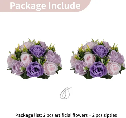 Miniatura 113 de NUPTIO Centros de mesa de flores para mesas de boda: arreglo de bolas de flores artificiales rosa y blanco para bodas, fiestas, 2 piezas de rosas