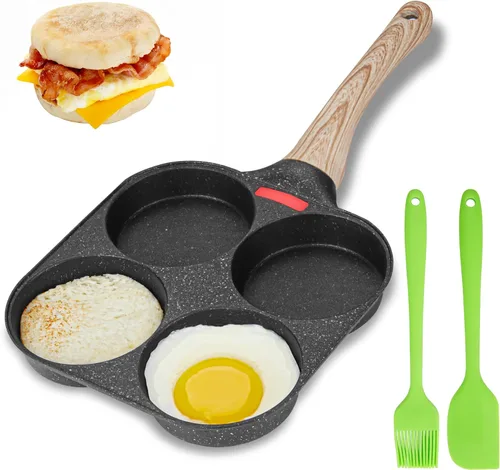 MyLifeUNIT Sartén para Huevos, 4 Tazas, Sartén Antiadherente para Huevos, Sartén para Huevos Fritos para Desayuno, Panqueques, Hamburguesas, Negro