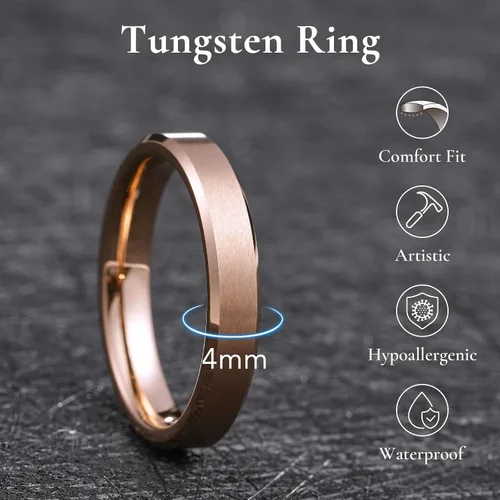 Miniatura 137 de King Will Anillo de boda de tungsteno para hombre, disponible en 15/64 a 25/64 de pulgada (6 a 10 mm), negro/plata, acabado mate, borde pulido