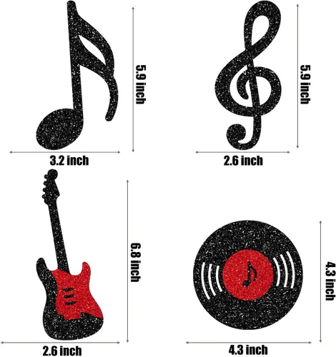 Miniatura 3 de Centro de mesa de notas musicales para decoración de fiesta de cumpleaños musical de rock, 12 piezas de decoración de mesa de guitarra de rock